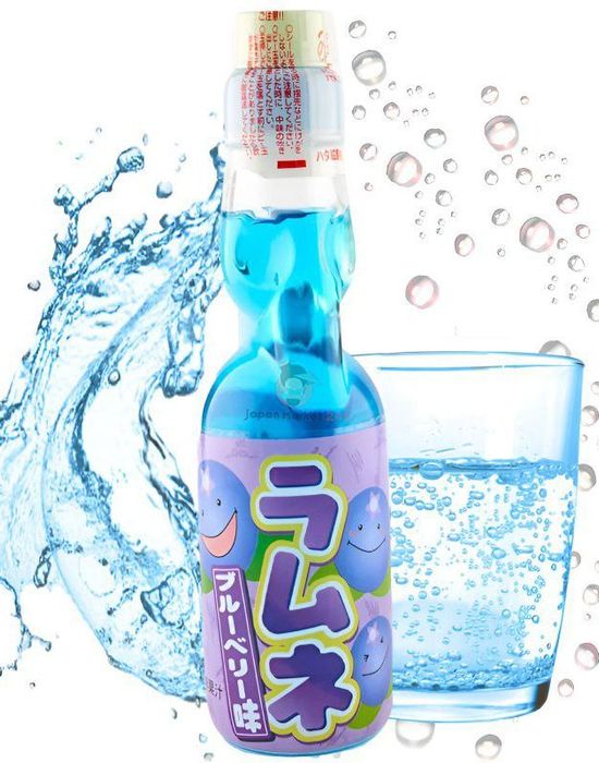 Hata Ramune Blåbær - Sodavand med Blåbærsmag 200 ml (Japan Import)